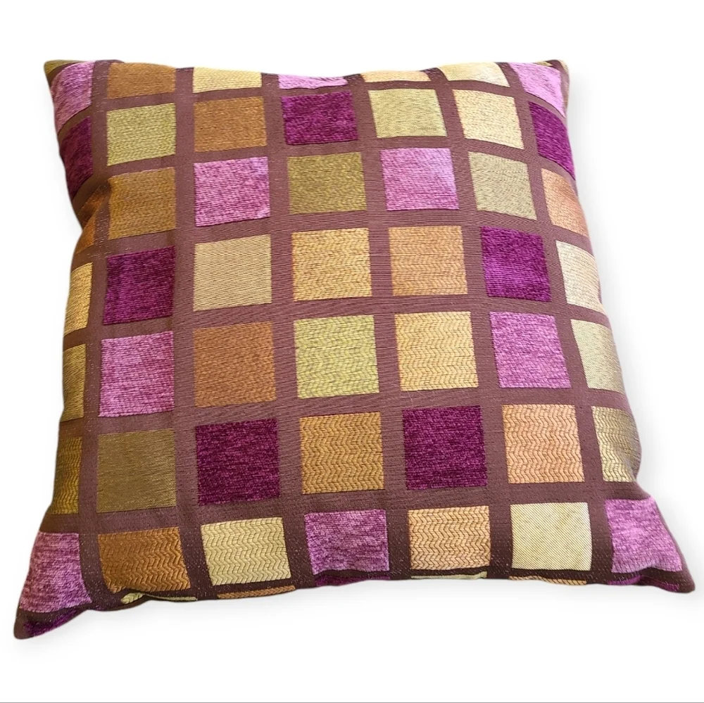 Spencer home‎ decor windowpane pillow patchwork velvet checker textured